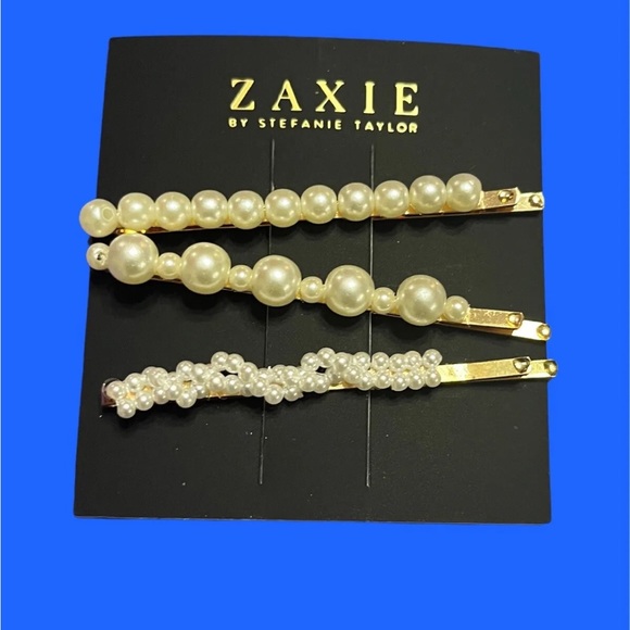 ZAXIE by Stefanie Taylor Pearl Hair Clips New With Tags MSRP $38 - Picture 2 of 12